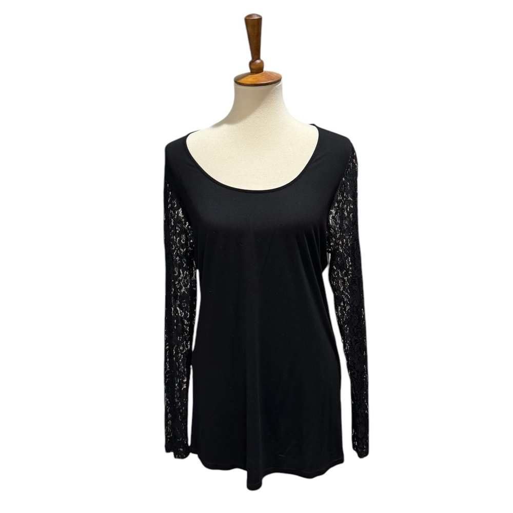 BKE Black  Top, Lace Long Sleeve Top #32